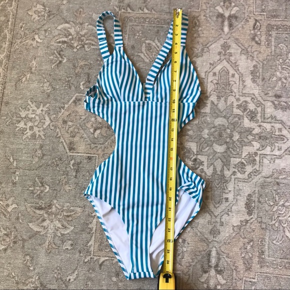 NWT CUPSHE Teal Stripe Monokini - Picture 5 of 9